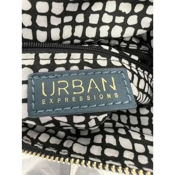 New Tags Urban Expressions Crossbody Shoulder Bag Vegan Leather Blue Gold Chain - Picture 8 of 10